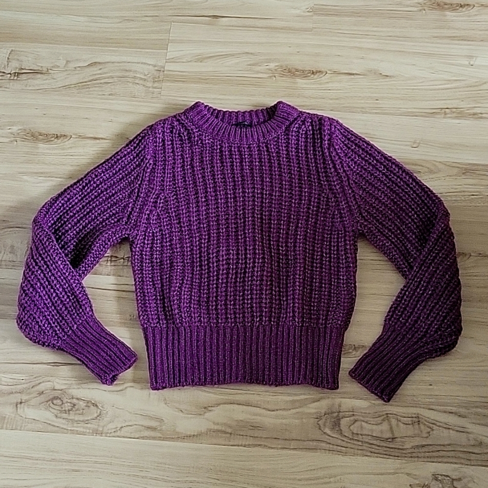 NWOT - Dynamite Brooke Open Stitch Crew Neck Sweater Magenta Purple